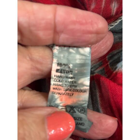 Toko red tie dye maxidress/coverup, OS, NWT, beach, vacation, flowy, tropical - Picture 6 of 6